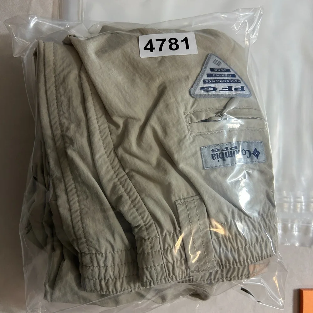 Columbia PFG Convertible Cargo Pants Mens L Beige Straight Flat Front Mid Rise